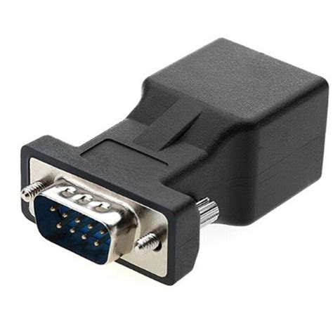 2 Pack Vga Extender Male To Rj45 Cat5 Cat6 20m Cable Adapter Com Port To Lan Eth Ebay