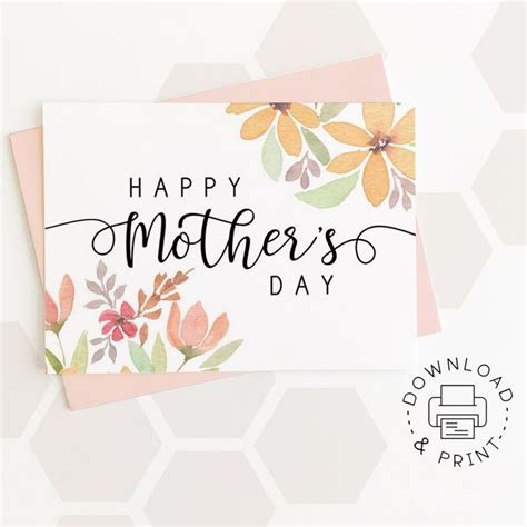 Happy Mothers Day Printable Card Floral Printable Card Instant