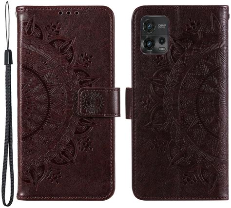 Motorola Moto G72 Hoesje Mandala Book Case Met Pasjeshouder Bruin