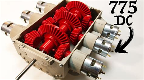 900w Crazy Powerful Gearbox With Six 775 Dc Motors 3d Printed Youtube