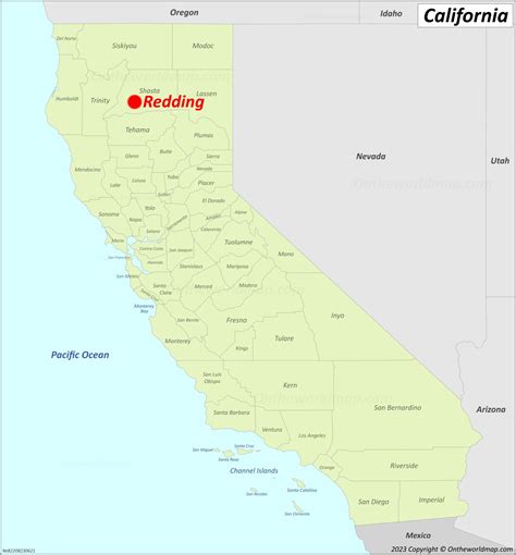 Redding Location On The California Map - Ontheworldmap.com