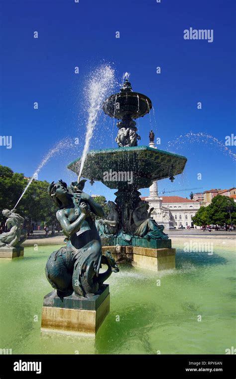 Lisbon Portugal Rossio Square In The City Centre Of Lisbon With