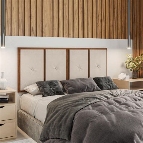 Painel Para Cabeceira De Camas - Cabeceira Painel Suspensa Madeira Estofada Suede Para Cama de Casal 1 ...