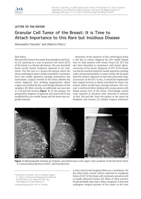 Pdf Granular Cell Tumor Of The Breast It Is Time To Attach