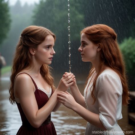 Hermione And Ginny Intimate Moment In Rain Stable Diffusion Online