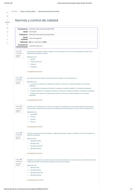 Examen Sexto Parcial Segunda Vuelta Revisi N Del Intento Studocu