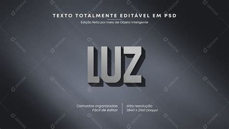 Efeito De Texto Luz Psd Edit Vel Zip Textos Luz