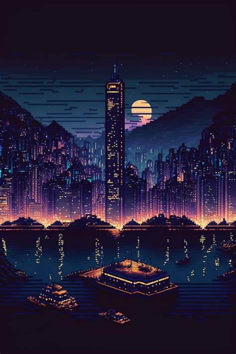 Cyberpunk Cityscape Night View Vaporwave Night Aesthetics Pixel Art Wallpaper In 2023 City