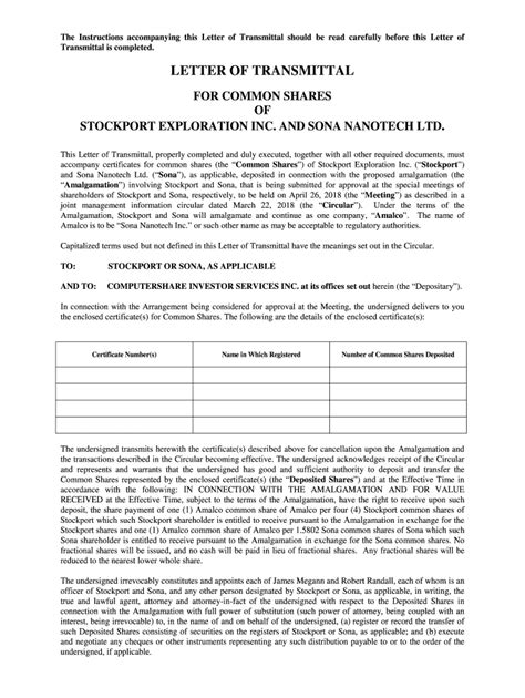 Sample Transmittal Letter Sgc