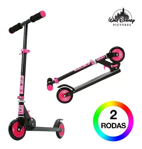 Patinete Scooter Minnie Mouse Rosa E Preto Dobrável Cor Preto rosa