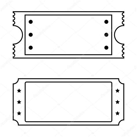 Dos Plantillas Ticket Simples Blanco Con Círculos Asteriscos Diseño