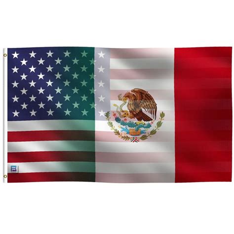 Mexican American Hybrid Flag Polyester W Brass Grommets Indoor