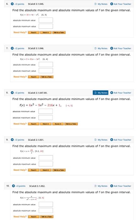 Solved 6 12 Points Scalc 3 1 045 My Notes Ask Your Teacher Chegg