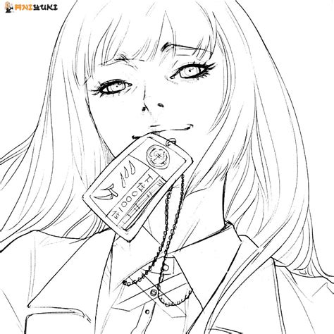 Kakegurui Girl Coloring Page Free Printable Coloring Pages