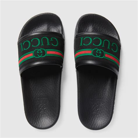 Childrens Gucci Print Slides In Black Nylon Gucci® Us