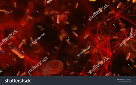 Bacteria Virus Red Infecting Blood Cells Stock Illustration