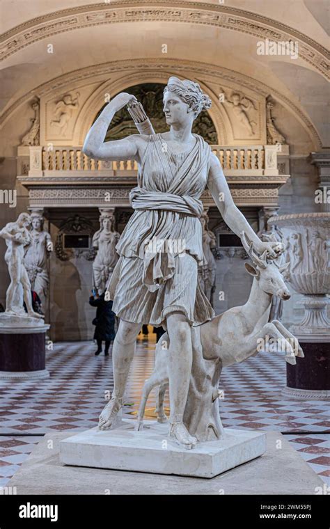 Diana Of Versailles Or Artemis Goddess Of The Hunt Marble Statue Of