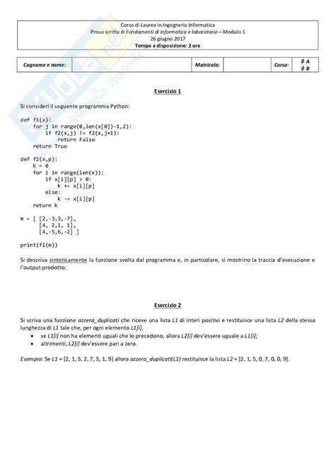 Prove Esame Svolte Fondamenti Di Informatica