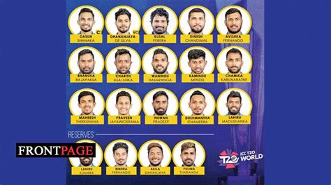 Sri Lanka Pick Four Spinners In T20 World Cup Squad Frontpage