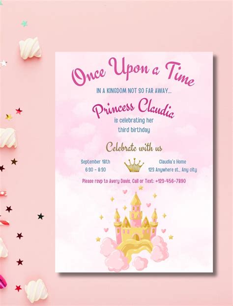 Princess Birthday Invitation Princess Invitation Princess Party Invitation Girl Princesses Theme