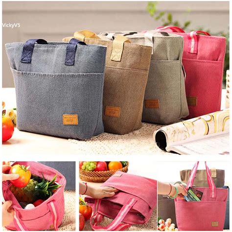 2016 New Lunch Bag Thermal Insulated Canvas Lunch Bag Tote Cooler Canvas Bag Lunch Pouch ...