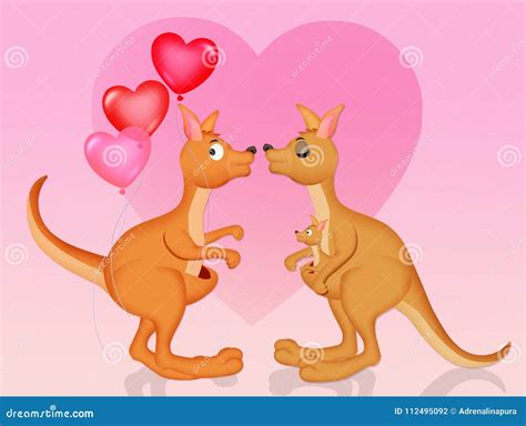 Kangaroos In Love Stock Illustration Illustration Of Love 112495092