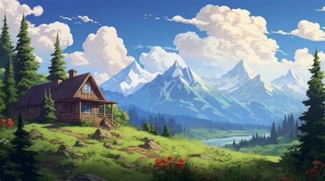 Realistic Cartoon Landscape Background Kate Fantasy Cartoon Green