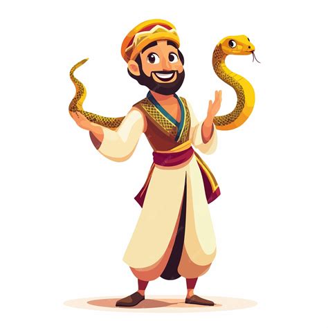 snake charmer cartoon vector illustration premium ai generated vector