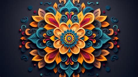 Premium AI Image | Diwali Rangoli Design created with Generative AI