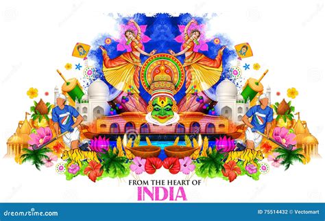 Fondo De La India Que Muestra Su Cultura Y Diversidad Ilustración Del