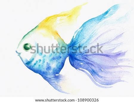 Blue Fish Watercolor Painted Stock Photo Shutterstock