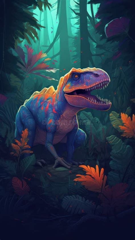 Colorful T Rex Illustration In Clip Art Style Stock Illustration