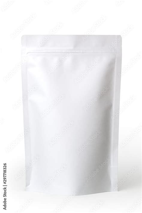 White paper zipper bag packaging. Isolated on white background. Stock Photo | Adobe Stock