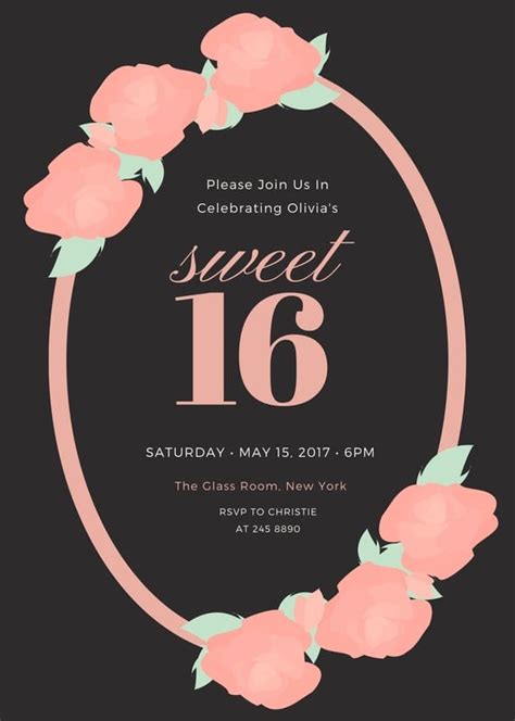 Free Custom Printable Sweet 16 Invitation Templates Canva