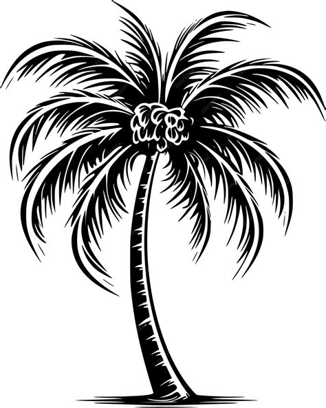 Premium Vector | Palm tree black and white vector