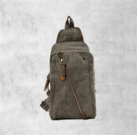 Waxed Canvas Sling Bag for Men, Canvas Shoulder Bag Backpack, Chest Bag ...