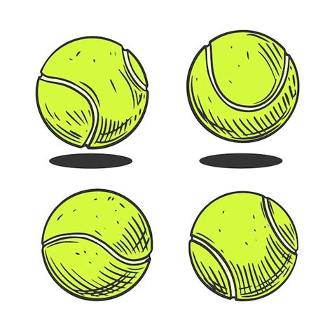 Ilustraci N Vectorial De Boceto De Pelota De Tenis Con Contorno Negro