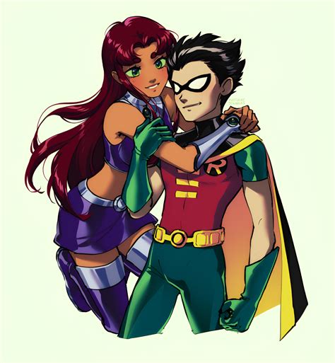 Robin And Starfire Fanart By Pussycatscribbles R Teentitans