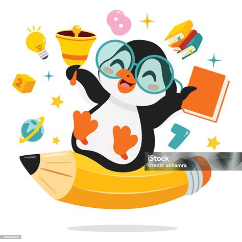 Ilustrasi Edukasi Dengan Penguin Kartun Ilustrasi Stok Unduh Gambar