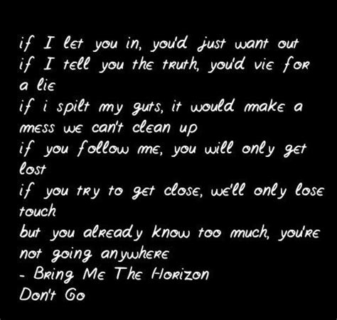 Bring Me The Horizon, Don't Go | Song lyric quotes, Bring me the horizon, Music is life