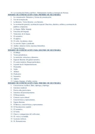 Temas Para Los Ex Menes De Recuperaci N Del Nivel Secundario Pdf