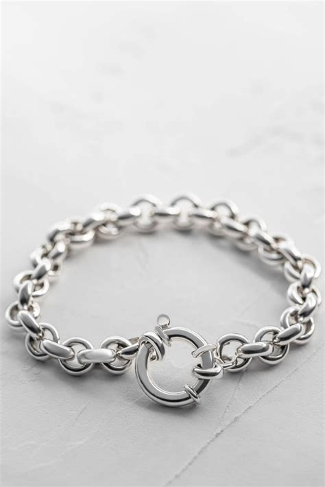 Silver Link Bracelet For Women Chunky Sterling Silver Etsy