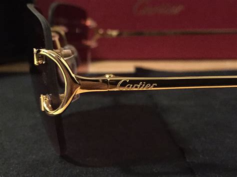 Authentic Big Cs Red Lenses Gold Frame Cartier Glasses For Sale In