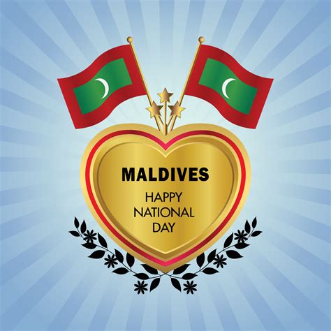 Maldives Flag Independence Day With Gold Heart 21432730 Vector Art At Vecteezy