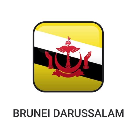 Realistisches Rechteck Brunei Darussalam Flag Icon Vektor Isoliert Auf