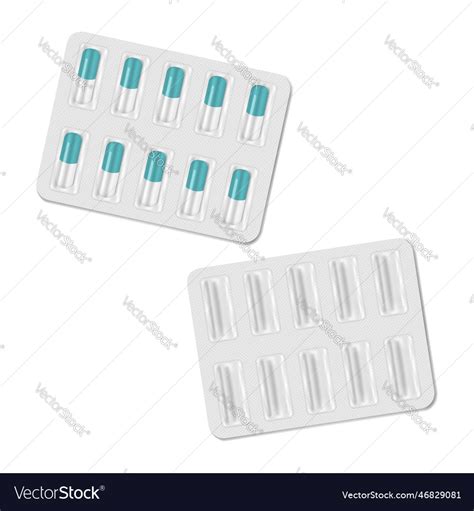 Medical Capsule Blister Pack Front And Back Vector Image