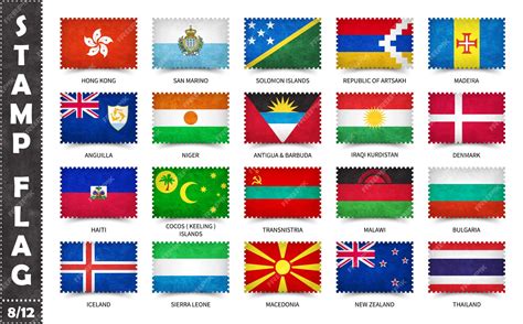 Premium Vector Set Of Stamps With Official Country Flags