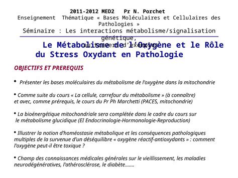 Ppt Le M Tabolisme De Loxyg Ne Et Le R Le Du Stress Oxydant En