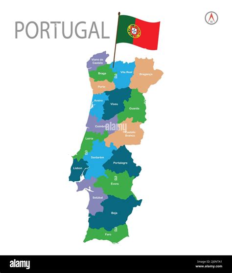 Portugal Map with Province. Map of Portugal Vector Illustration Stock ...