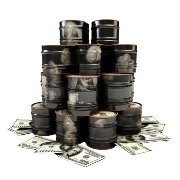 Stacks Of Us Dollar Notes Inside Black Oil Barrel Isolated 3d Rendering